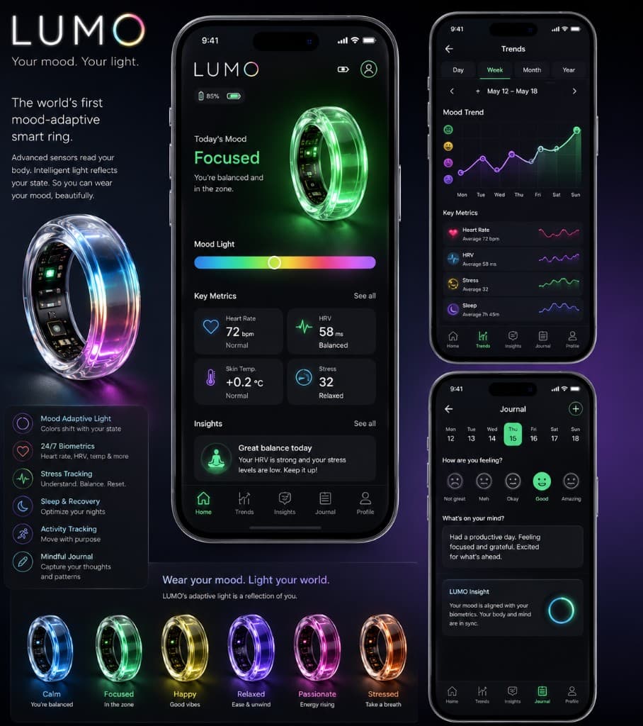 LOOMA app — mood dashboard, trends, and journal