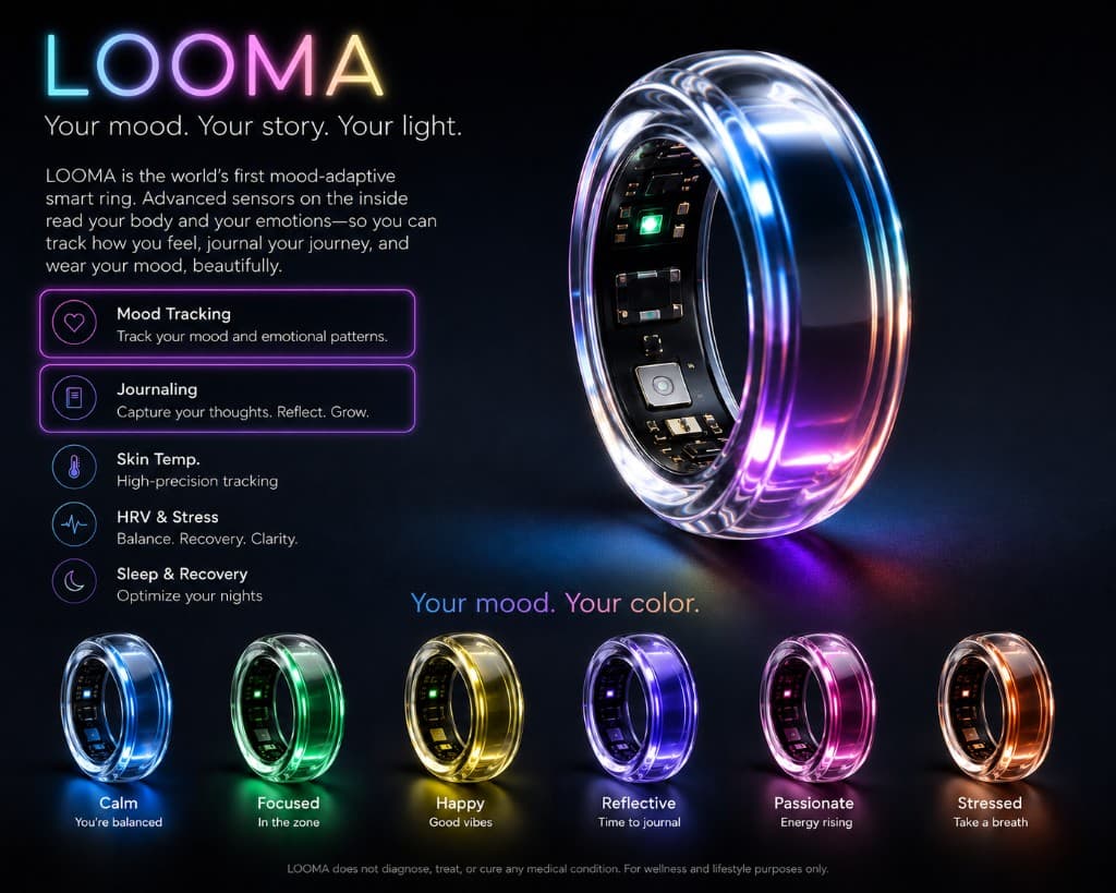 LOOMA — Your mood. Your story. Your light. The mood-adaptive smart ring with mood color spectrum.